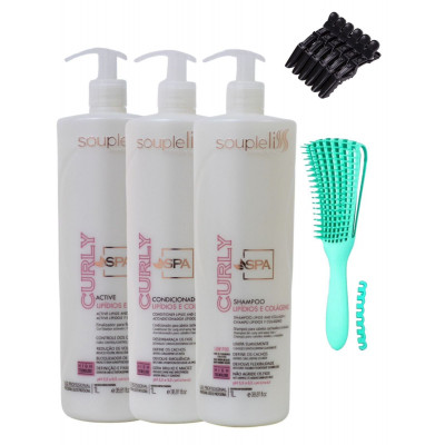 Kit Spa Curly Soupleliss Cabelos Cacheados 3x1LT +Brinde