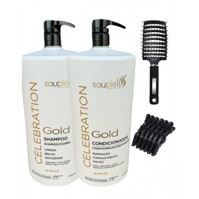 Shampoo e Condicionador Para Lavatório Souple Liss Gold Celebration 2x 2,5L + BRINDE